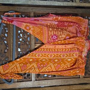 Free People Bohemian Orange and Pink Sleeveless Top